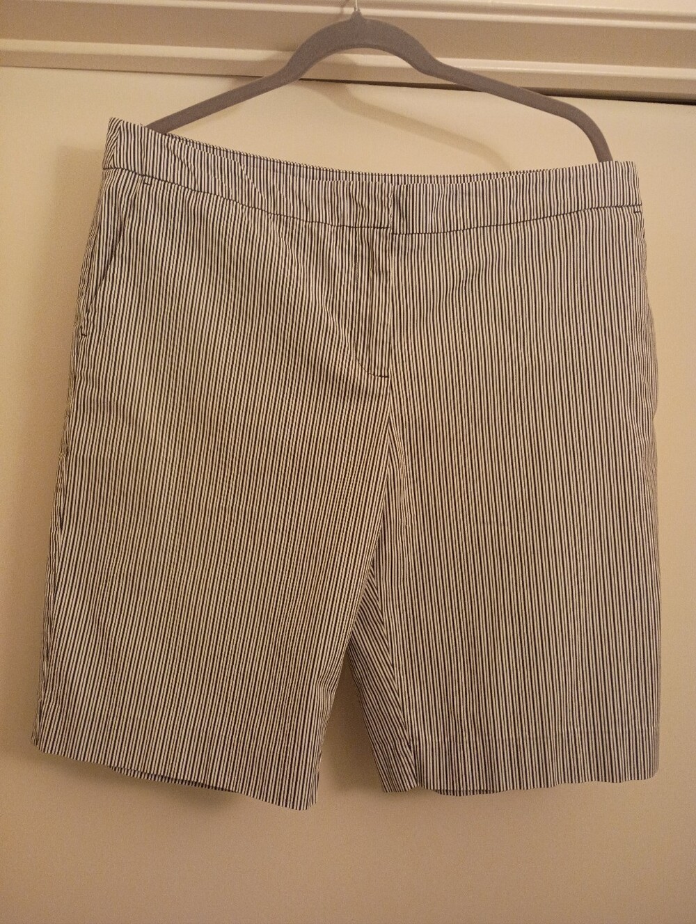 Women’s Navy & White Pinstripe Shorts